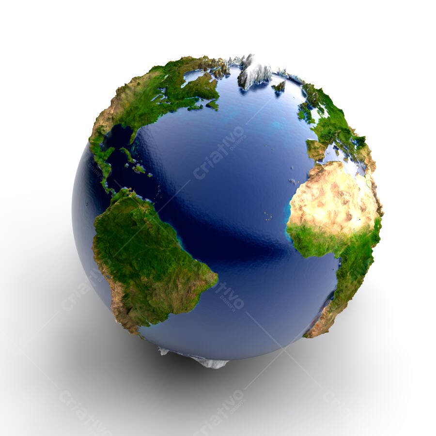Planeta Terra vista do espaço Verde e Azul