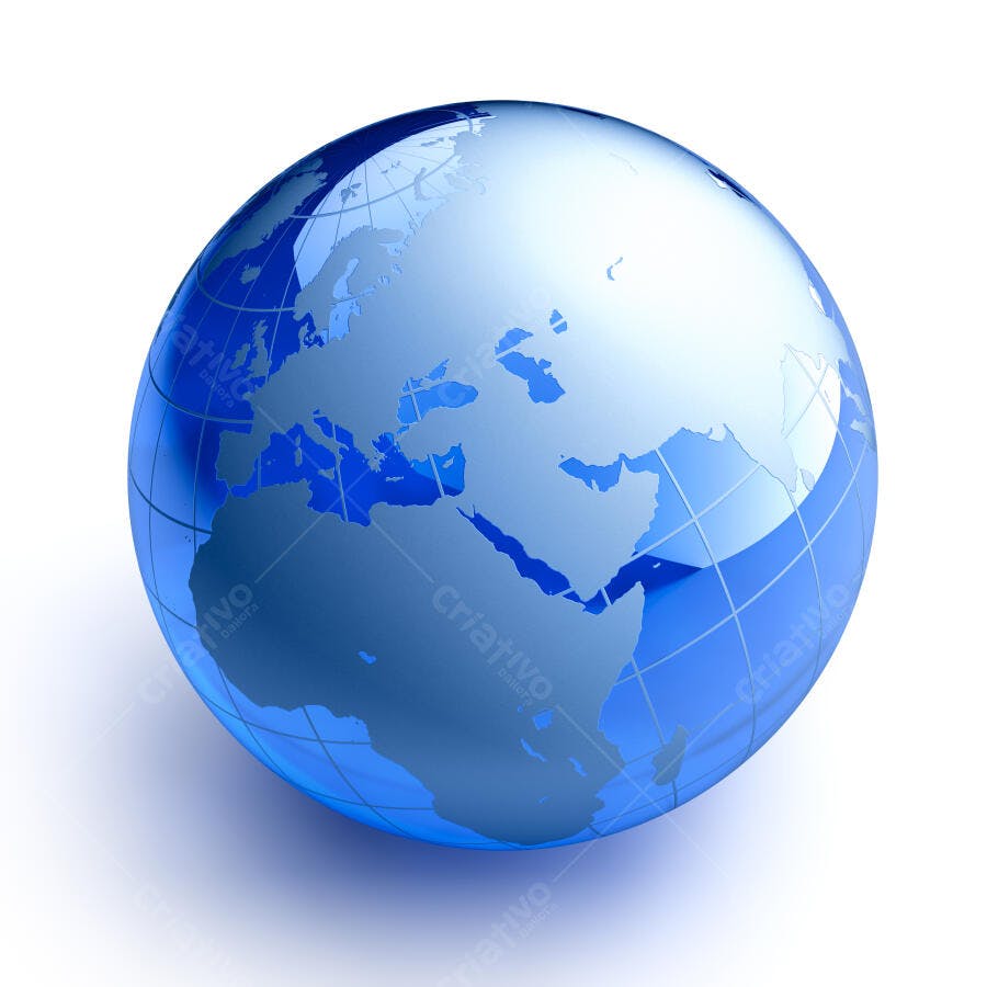 Globo terrestre azul em vidro 3D