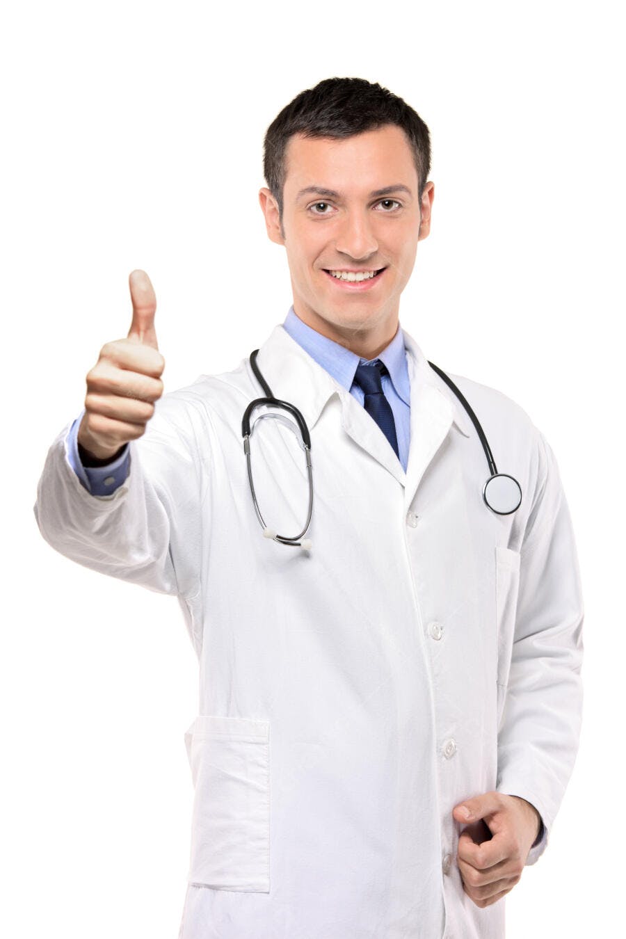 Médico dando positivo com estetoscópio