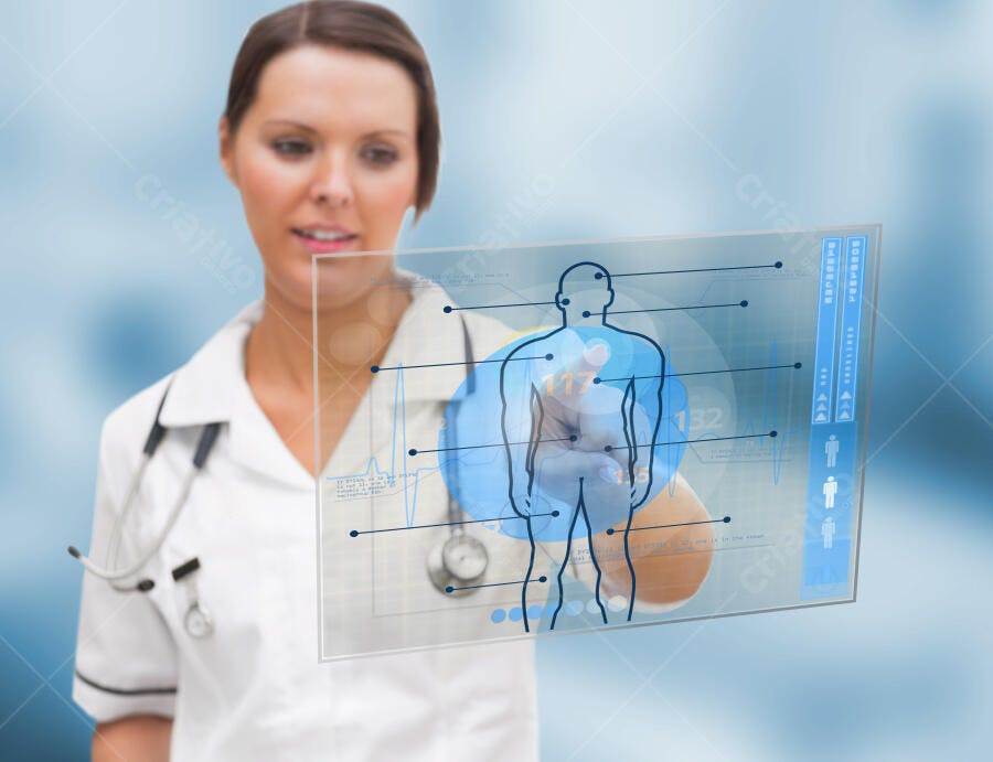 Enfermeira usando tecnologia médica moderna