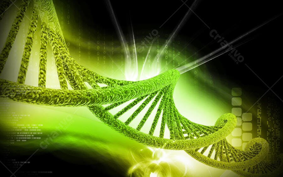 Molécula DNA verde fundo digital