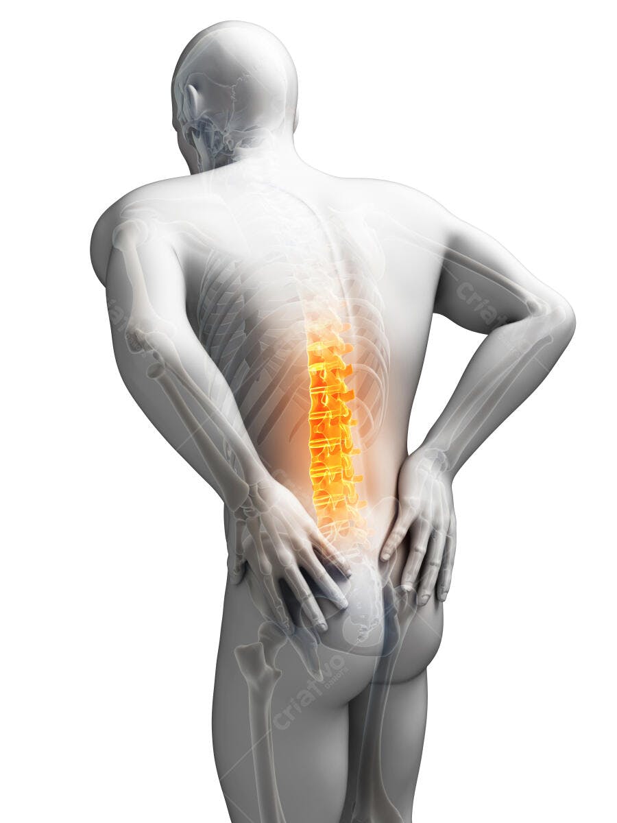 Dor lombar homem coluna vertebral