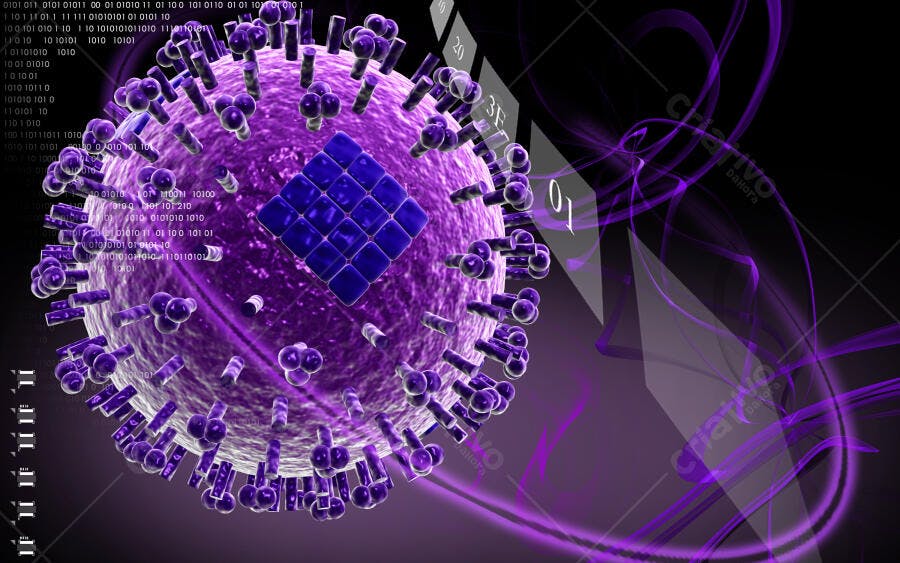 Vírus microscópico roxo em 3D