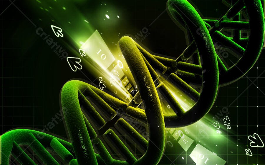 Molécula DNA verde fundo escuro