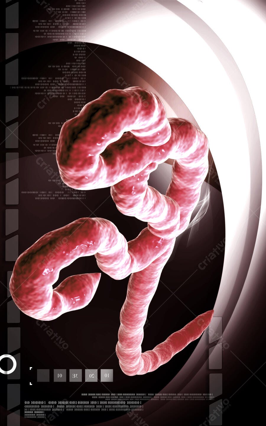 Estrutura de DNA em tons avermelhados