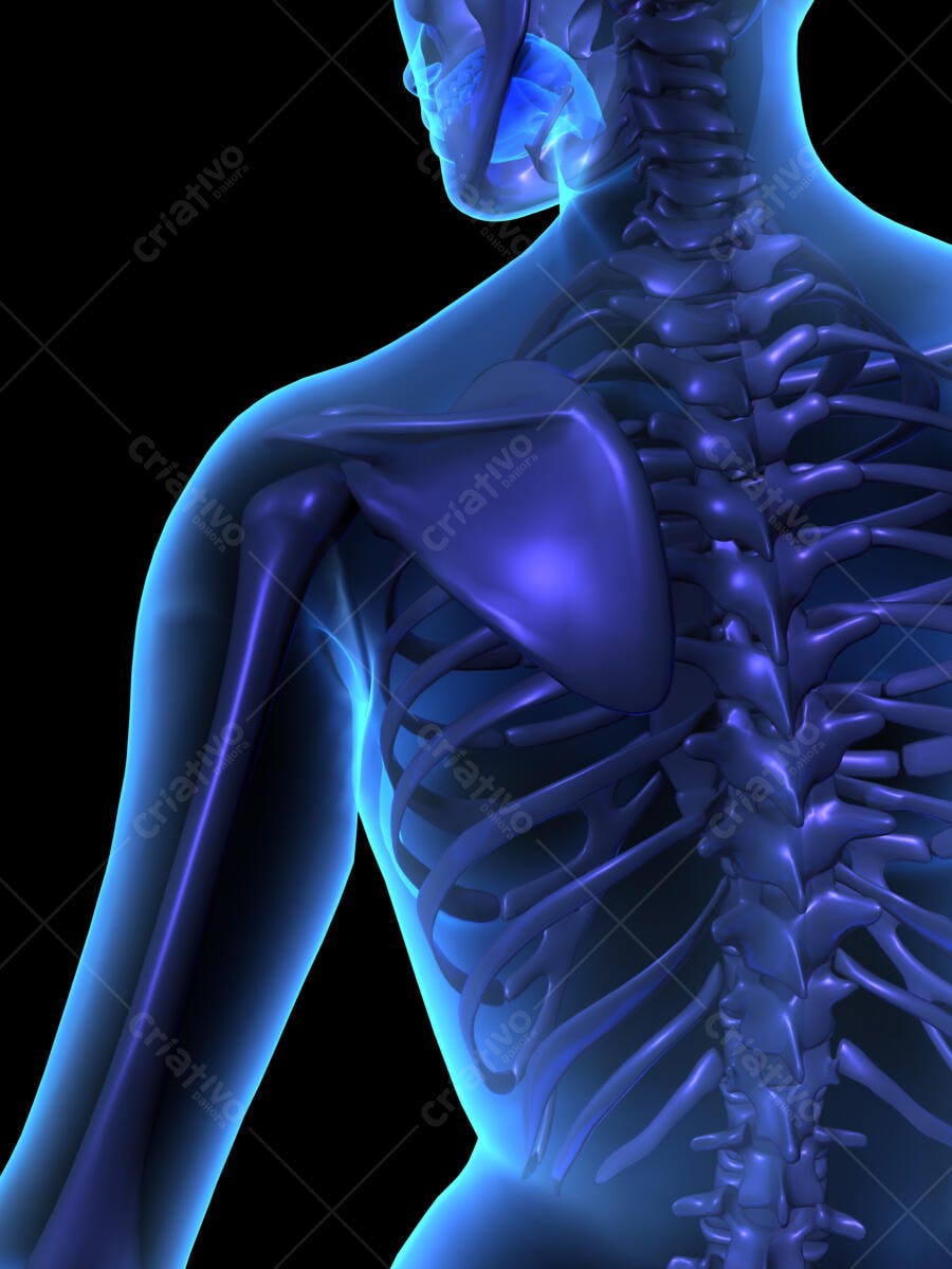 Esqueleto humano vista posterior azul