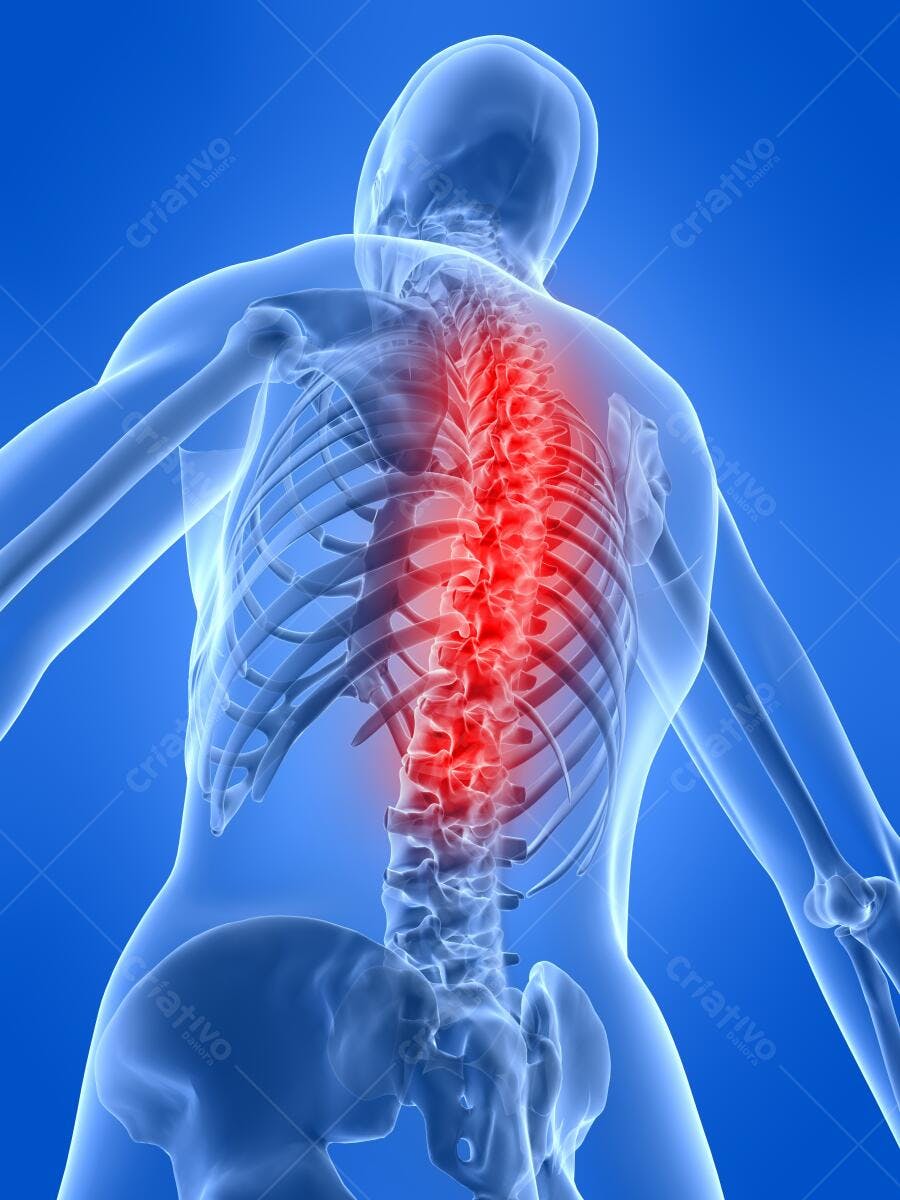 Dor lombar coluna vertebral ilustração médica