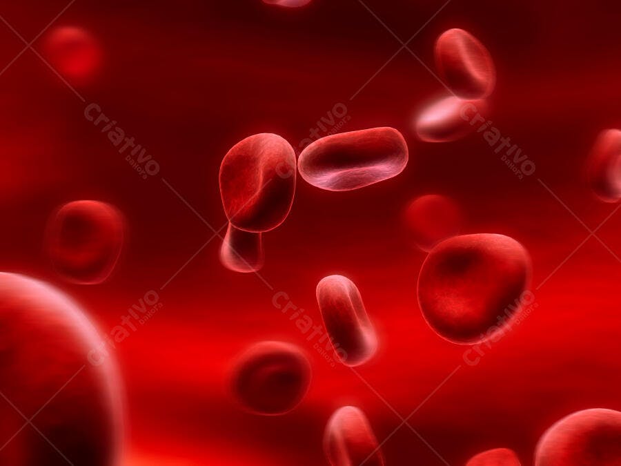 Hemácias em fluxo sanguíneo vermelho intenso