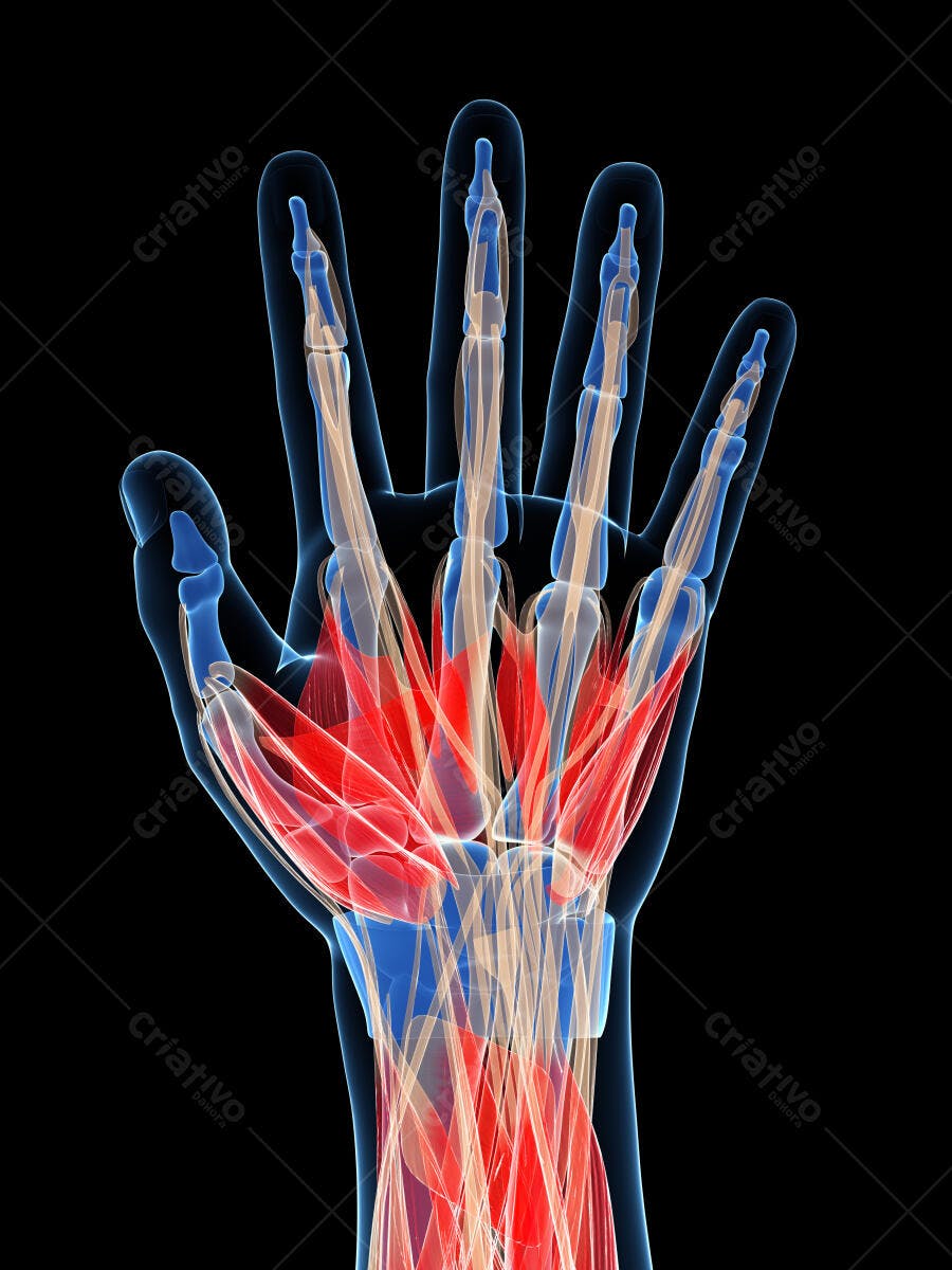 Mão humana anatomia músculos ossos