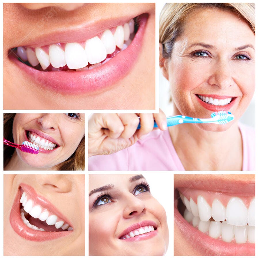 Sorrisos brancos e saudáveis higiene bucal