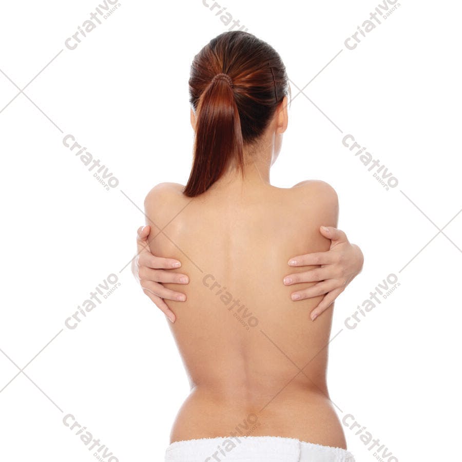 Mulher abraçando costas corpo nu pele clara