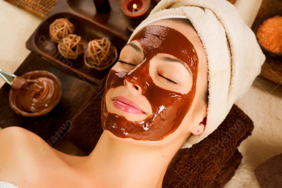 Máscara facial de chocolate spa relaxante