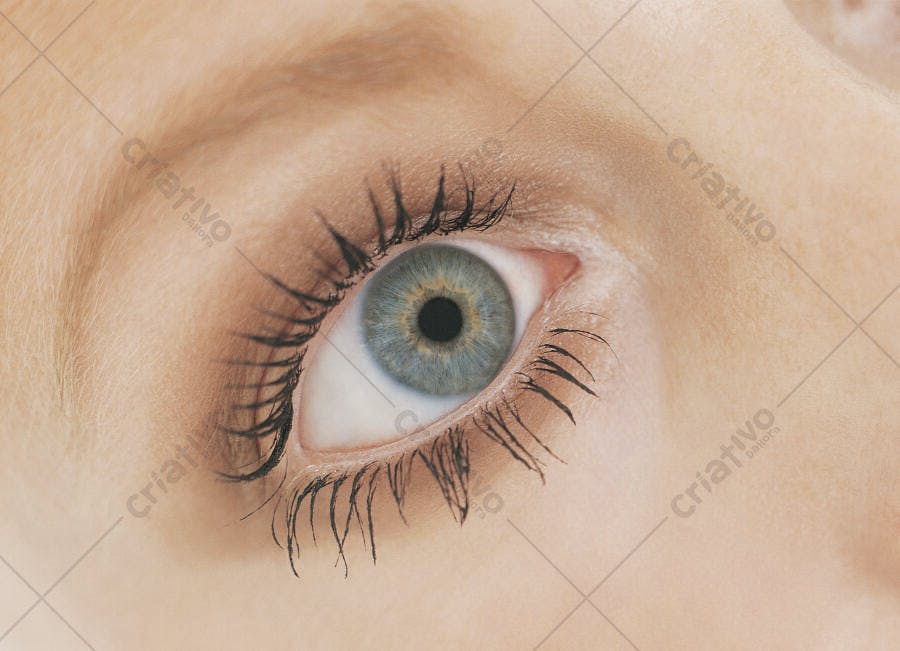 Olho azul feminino detalhe maquiagem