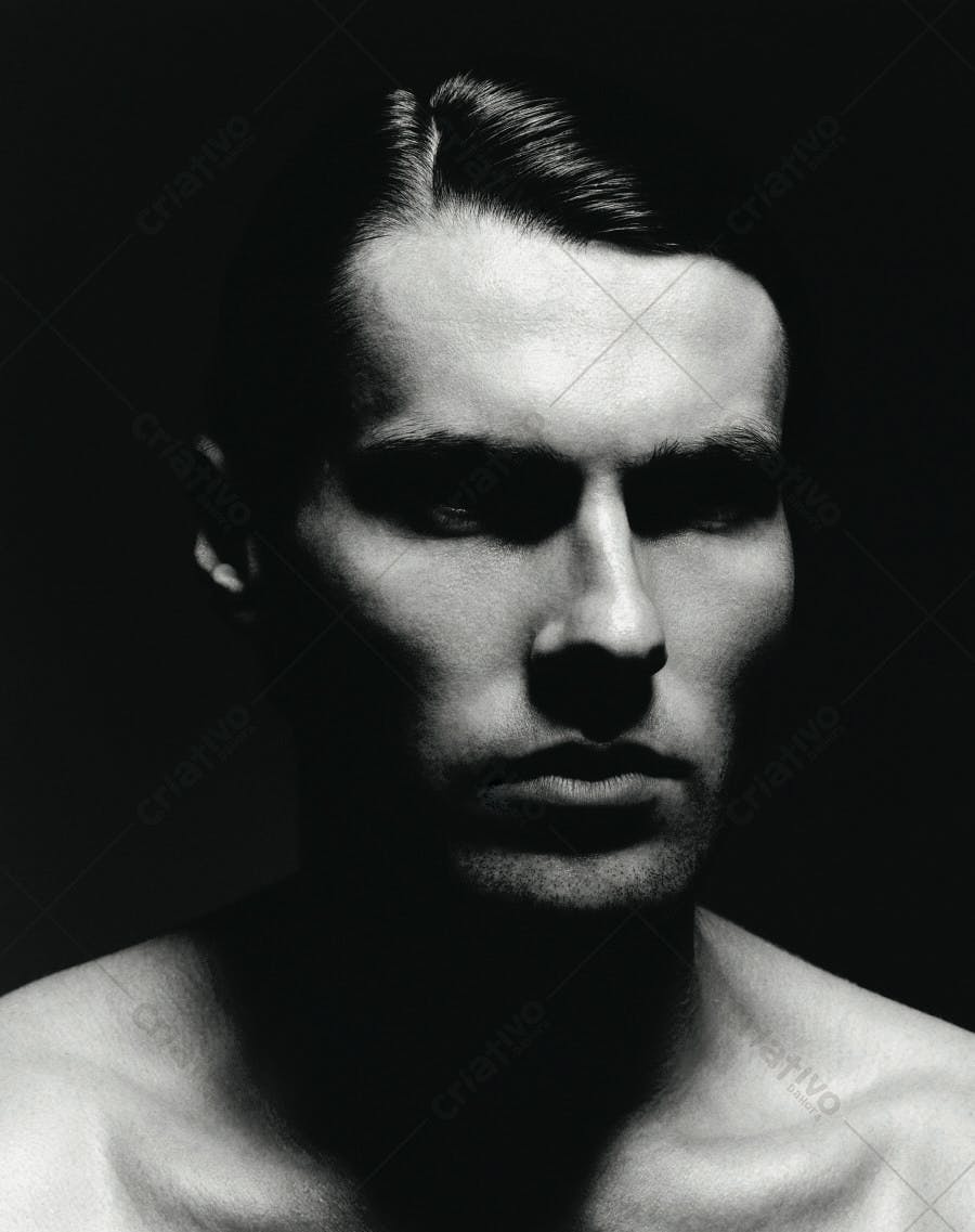 Retrato em Preto e Branco de Homem Jovem