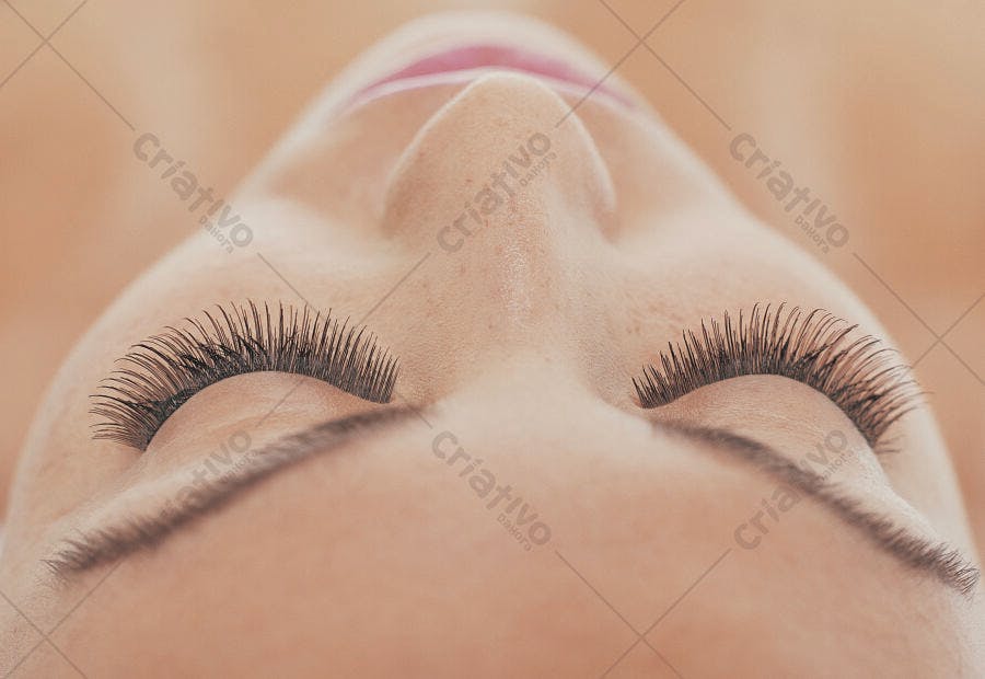 Olhos fechados com cílios postiços