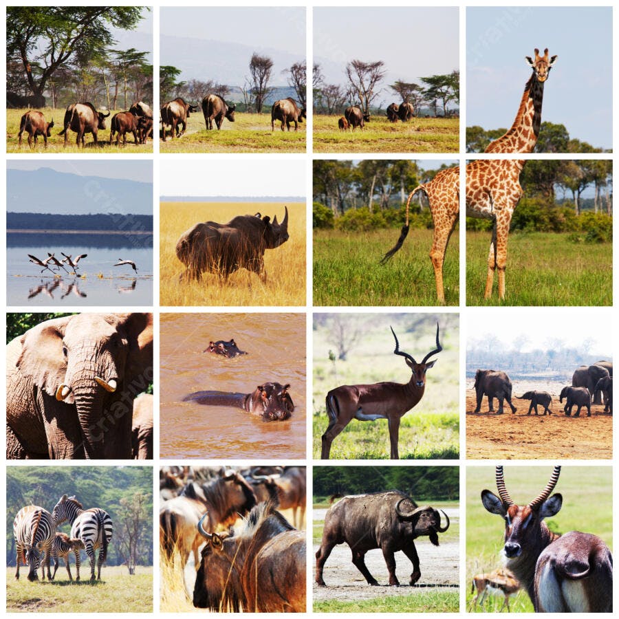 Animais selvagens na savana africana