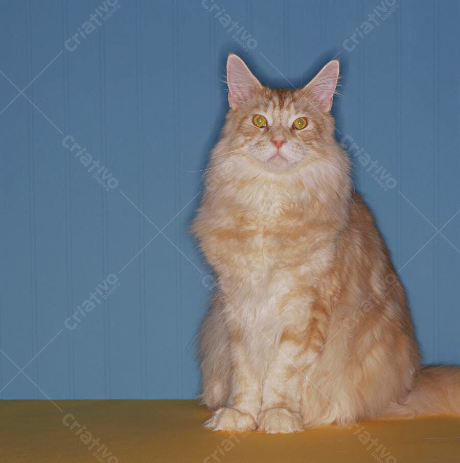 Gato Maine Coon Creme Sentado