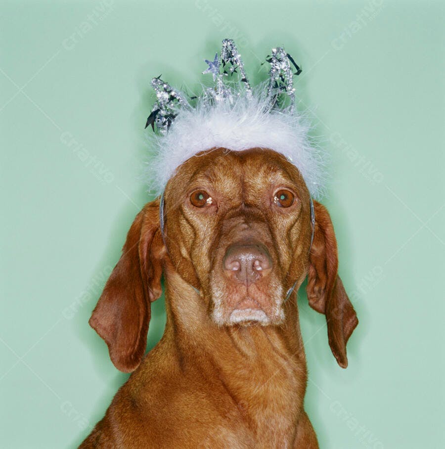 Cachorro com coroa de festa