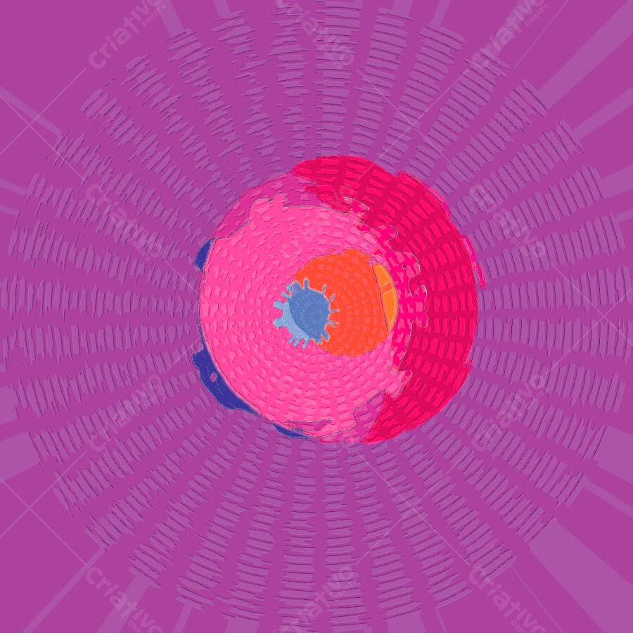 Arte Abstrata Círculos Rosa e Vermelho