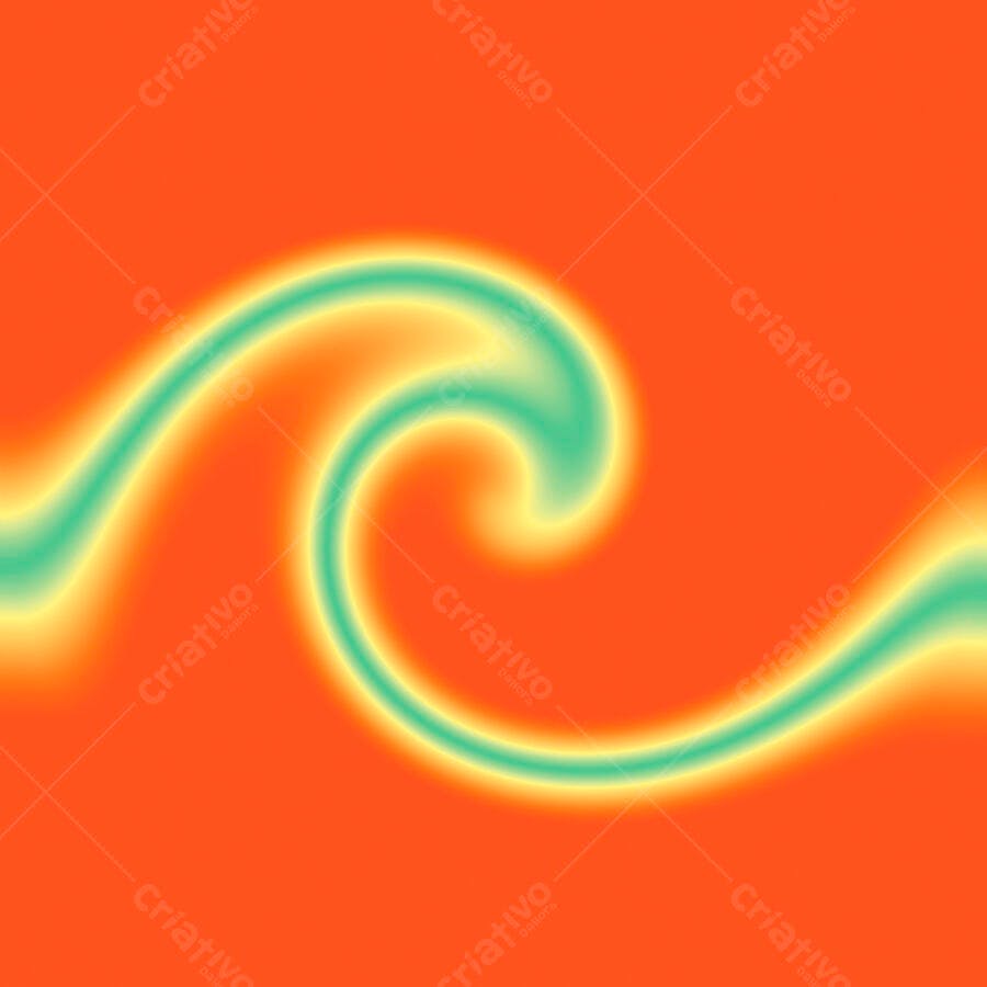 Ondas abstratas laranja e verde-menta