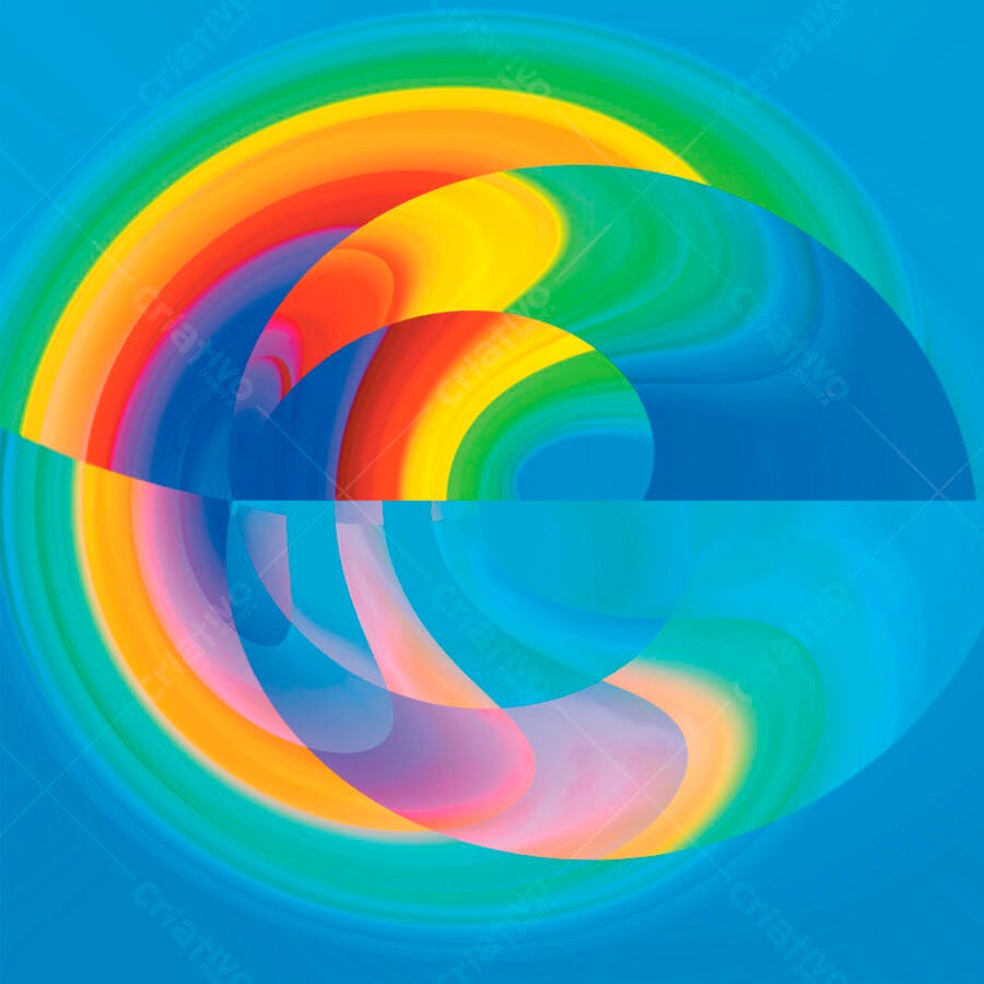 Arte Abstrata com Tons Vibrantes de Azul e Arco-íris