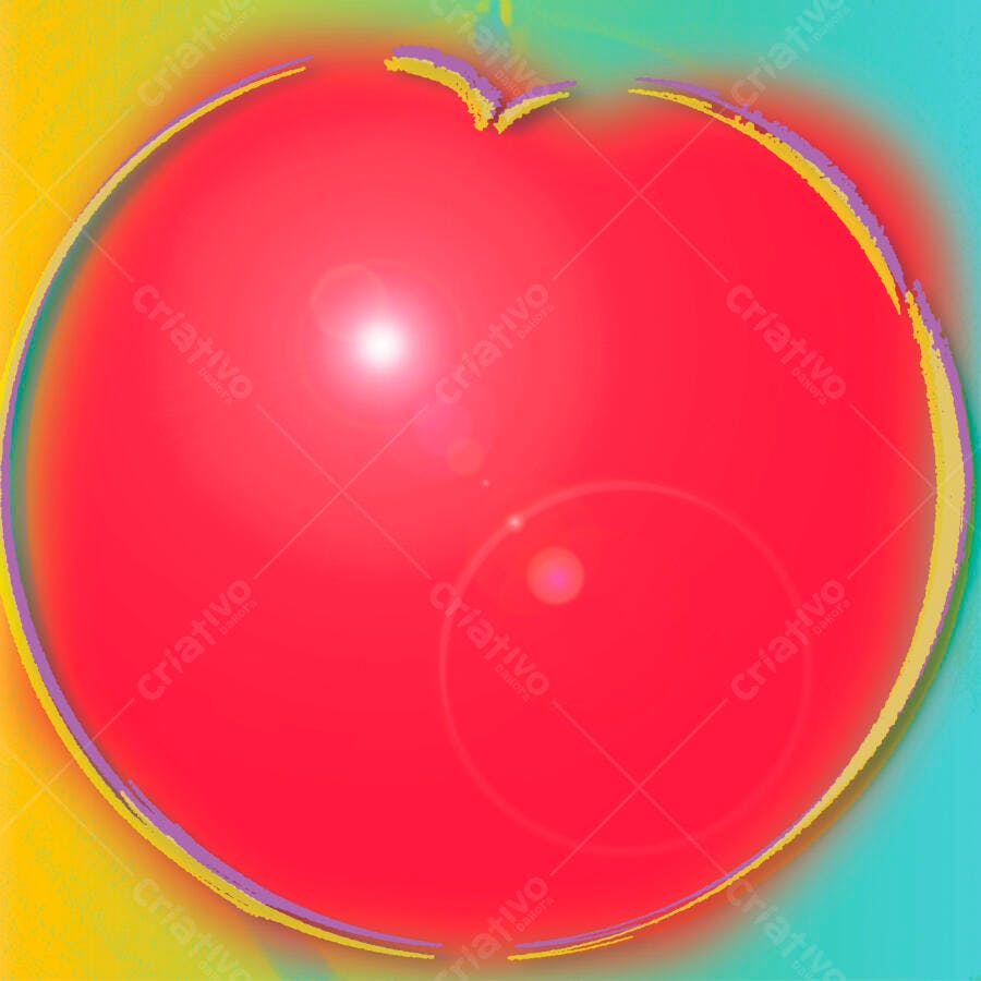 Maçã vermelha abstrata com fundo colorido