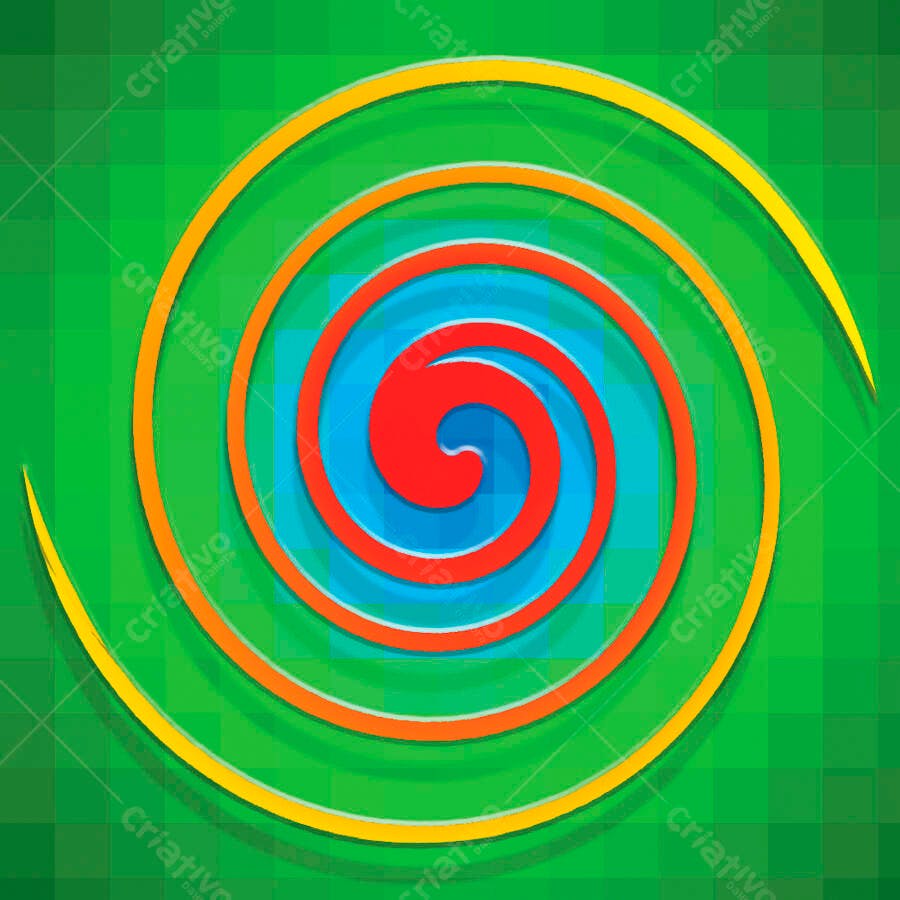 Espiral abstrata cores vibrantes fundo verde