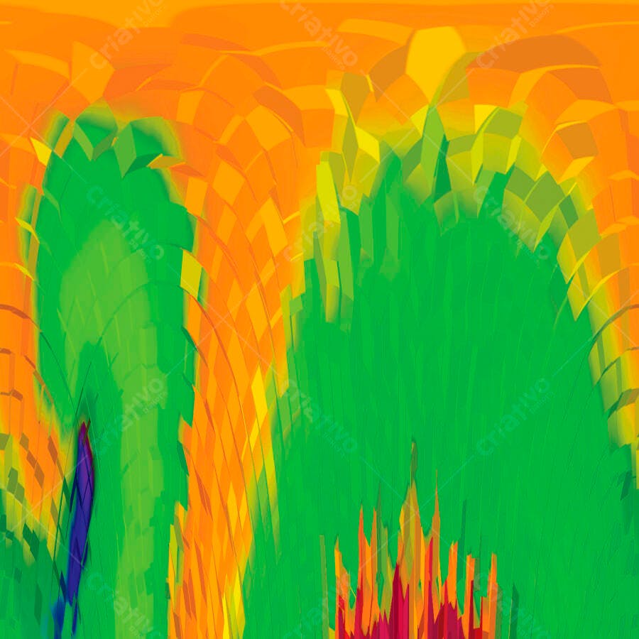 Arte Abstrata Verde e Laranja Vibrante