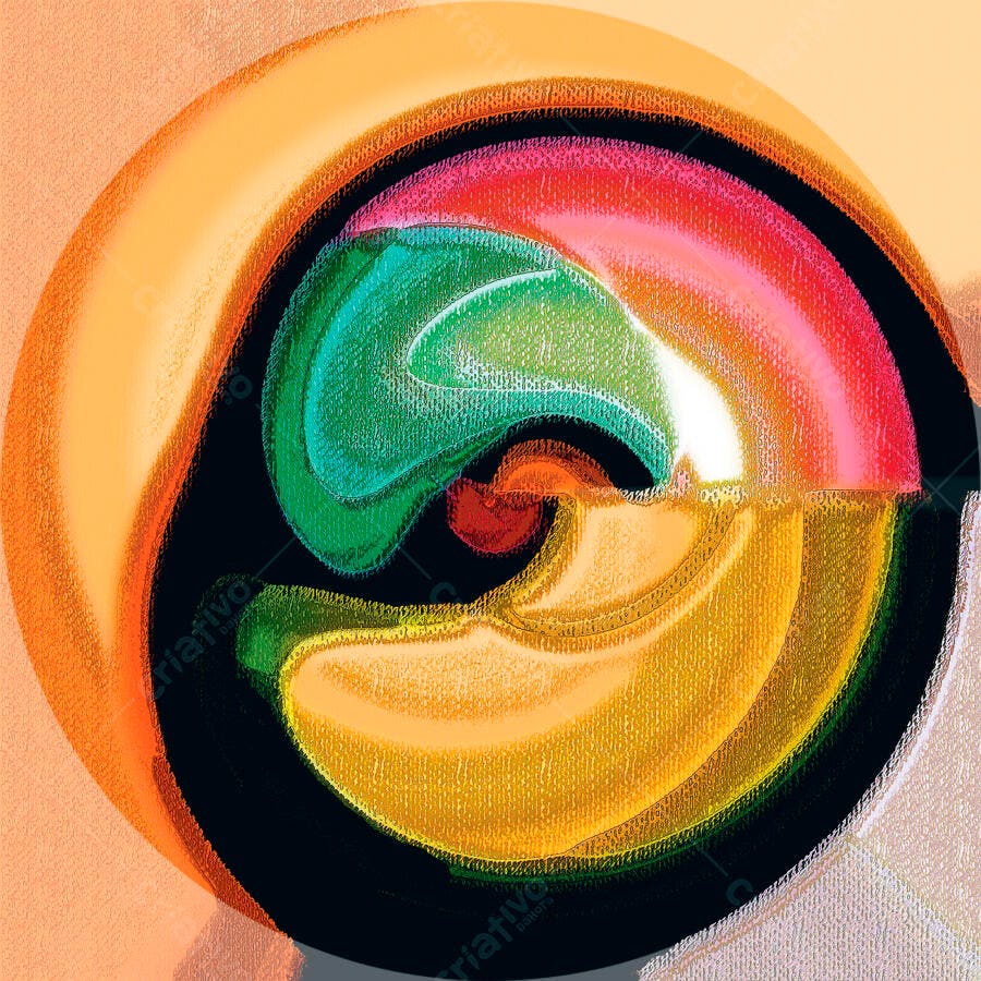 Arte Abstrata Circular Cores Quentes e Frias