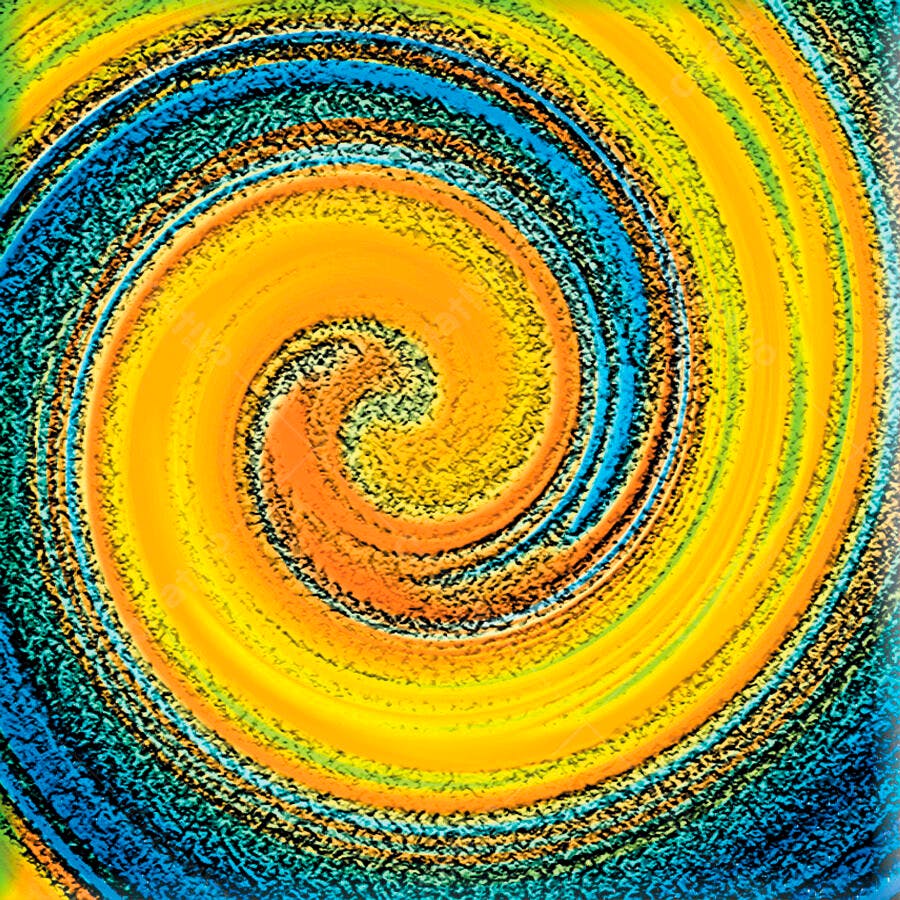 Espiral Abstrata Amarelo e Azul