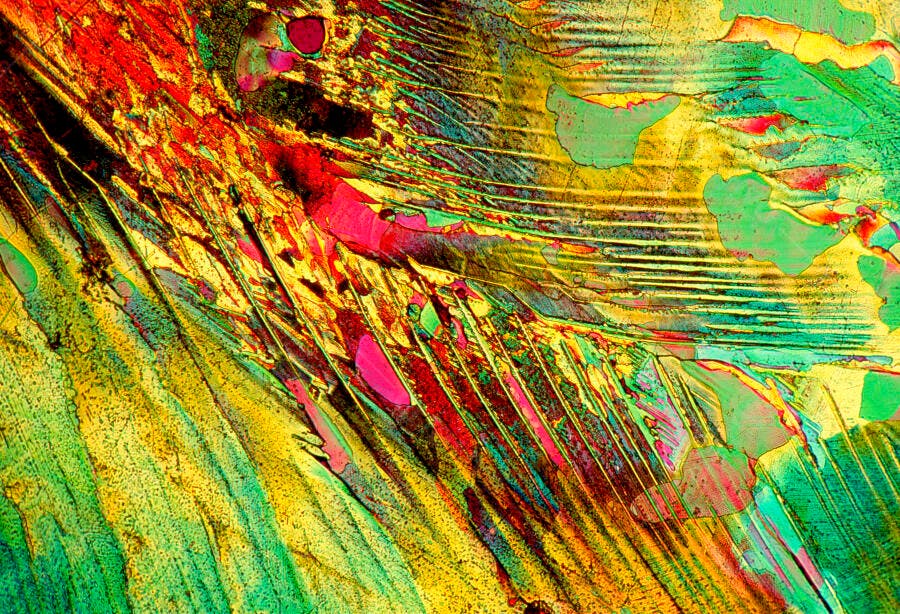 Cristais microscópicos cores vibrantes
