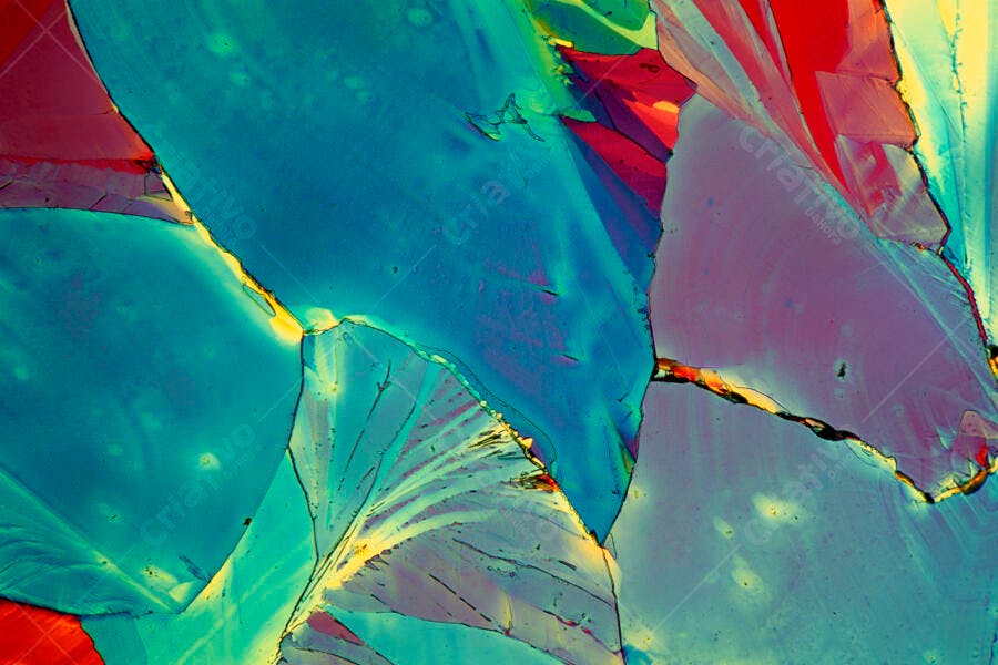 Cristais Microscópicos em tons vibrantes