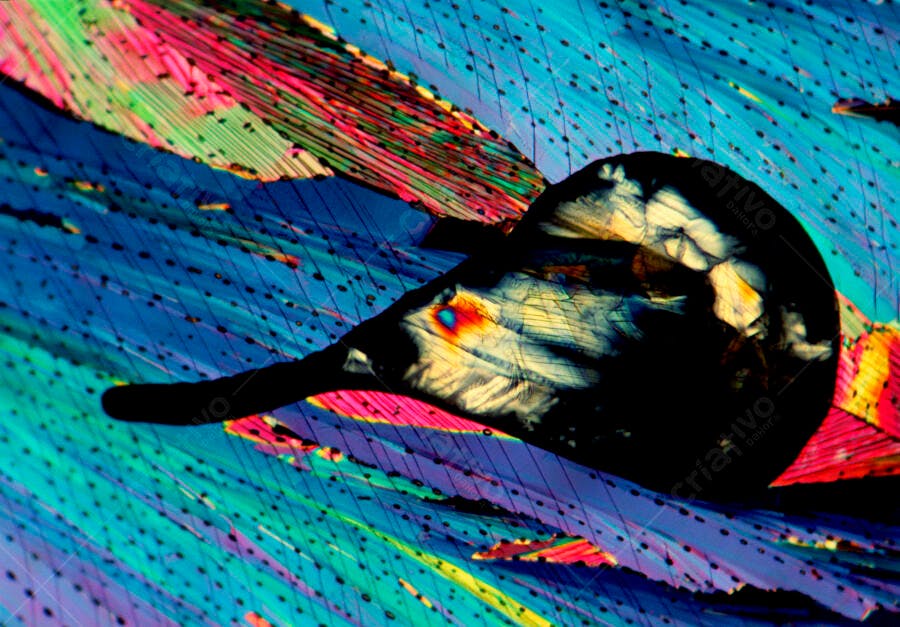 Cristais coloridos microscópicos