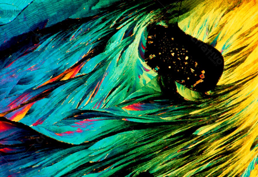 Cristais Microscópicos em tons vibrantes