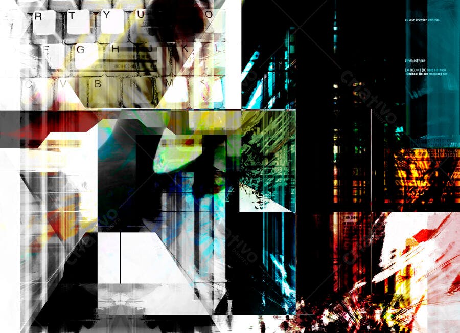 Arte Abstrata Tecno com Teclado