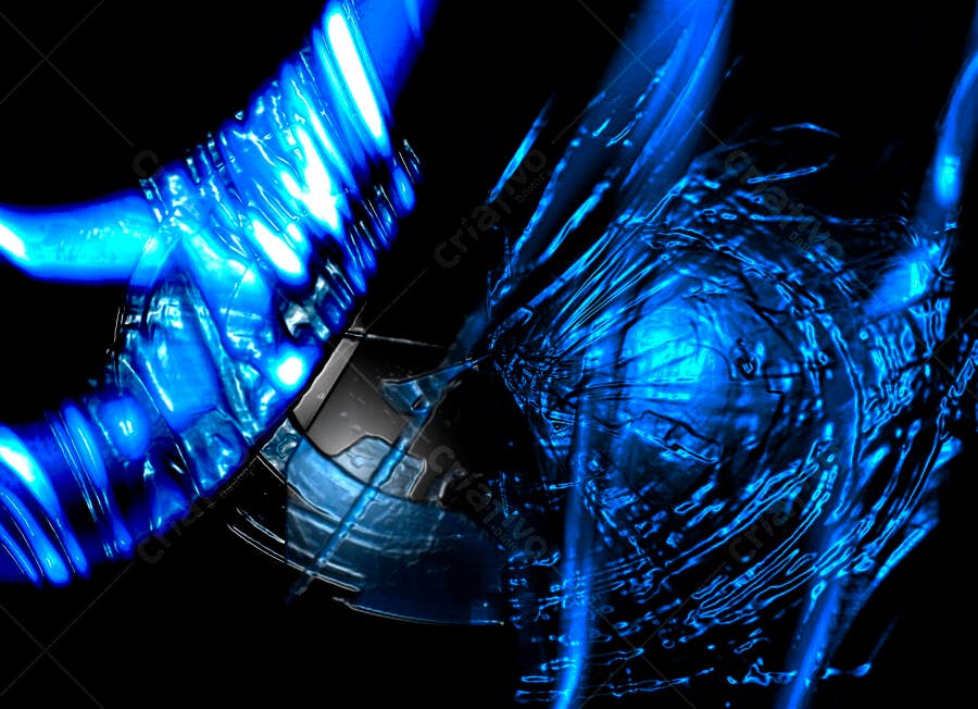 Arte Abstrata Azul Escuro e Brilhante