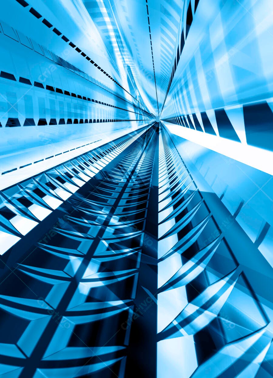 Túnel abstrato azul futurista