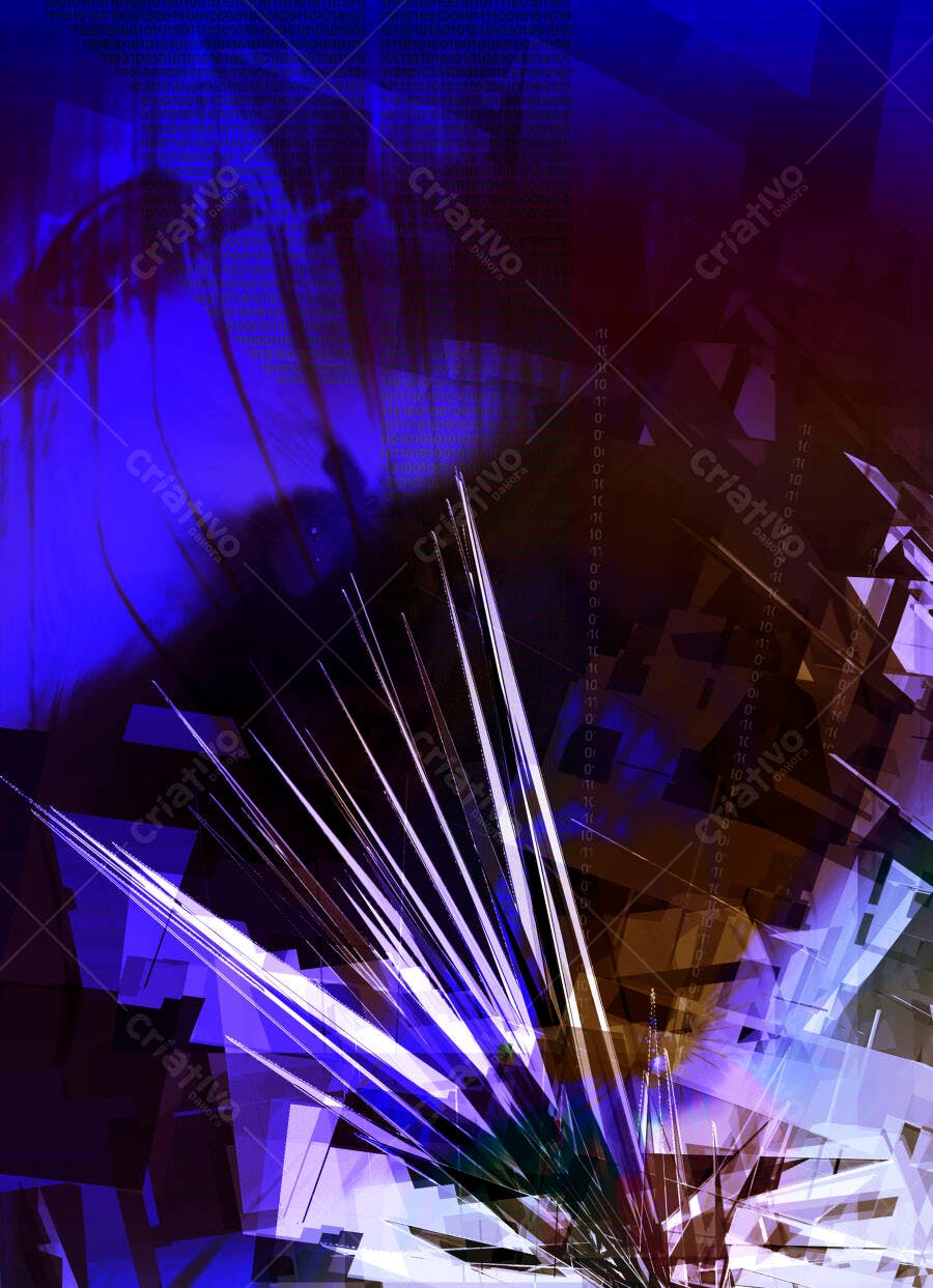 Arte abstrata com tons azuis e roxos