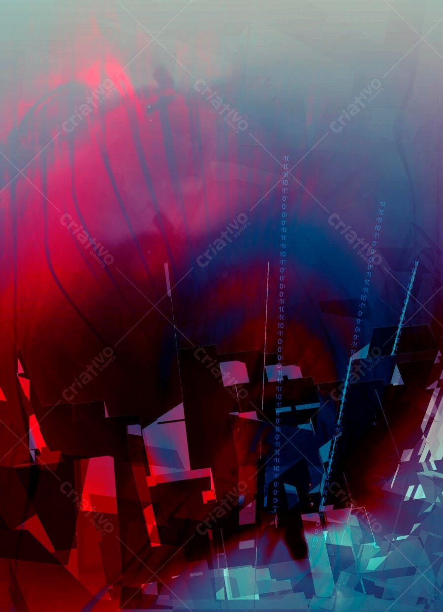 Arte Abstrata Vermelha e Azul