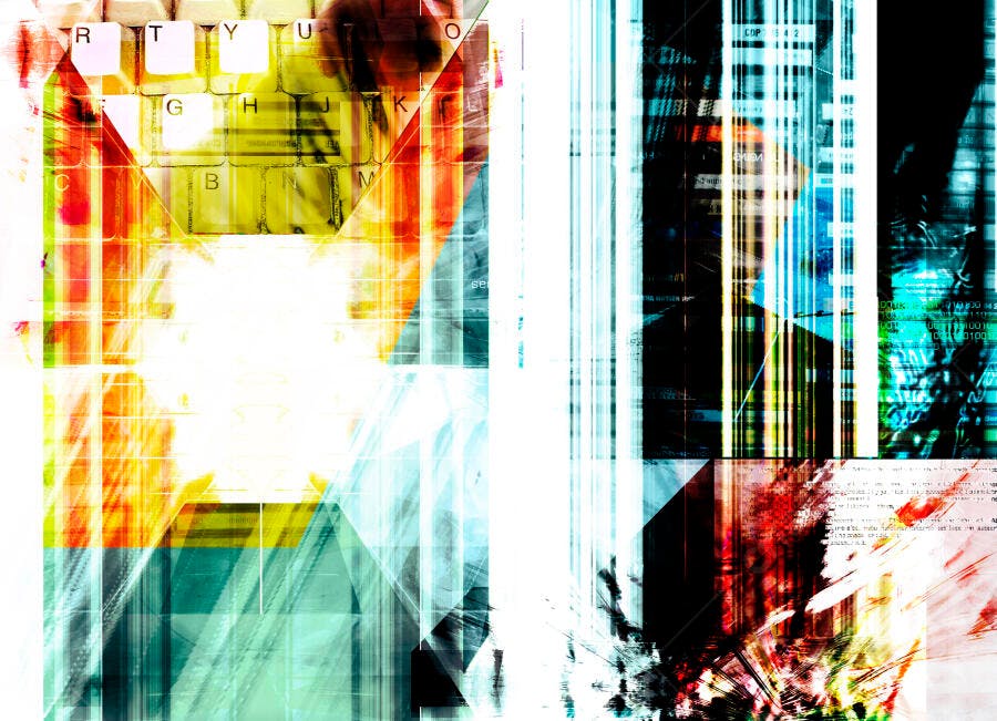 Arte Abstrata Tecno com Teclado