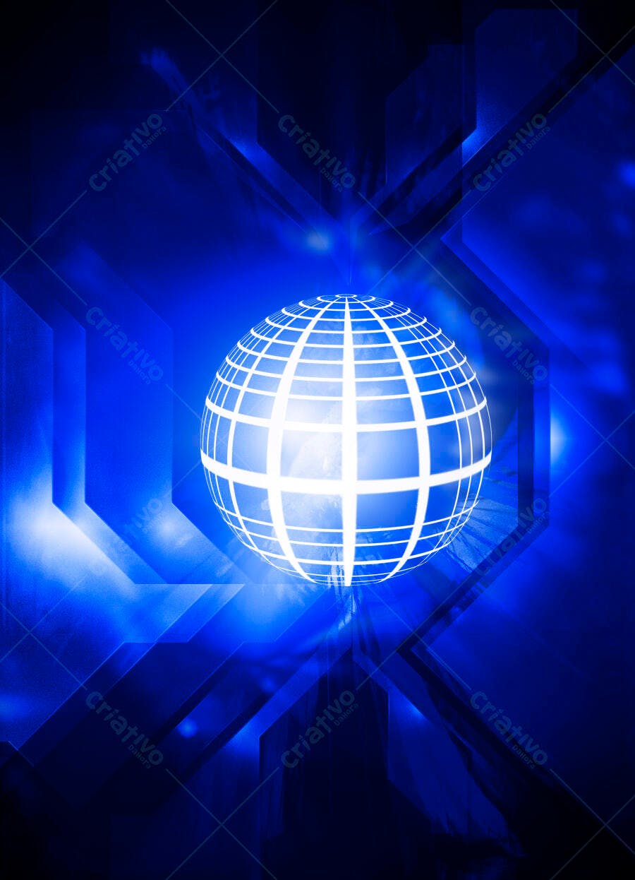 Globo azul em fundo tecnológico abstrato