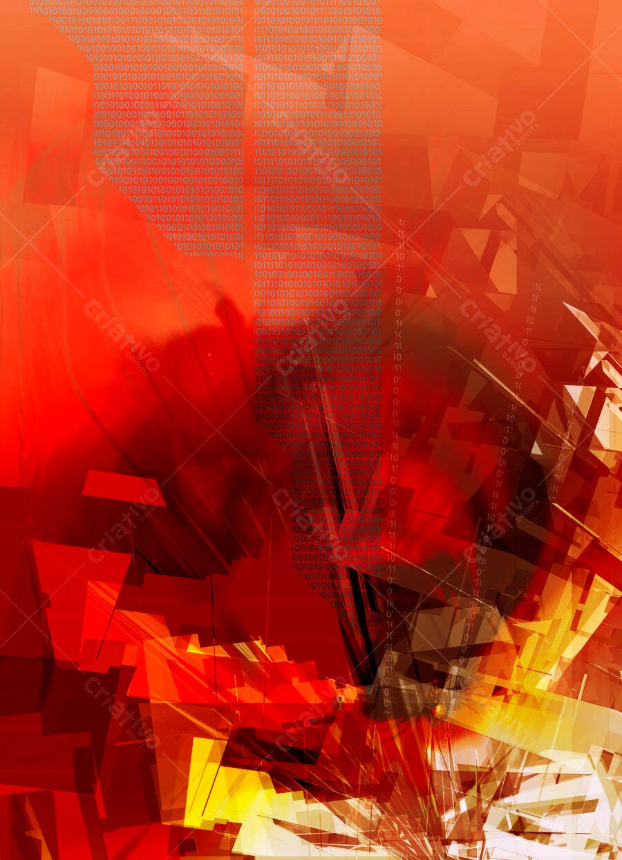 Arte Abstrata Geométrica em Tons Vermelhos e Amarelos