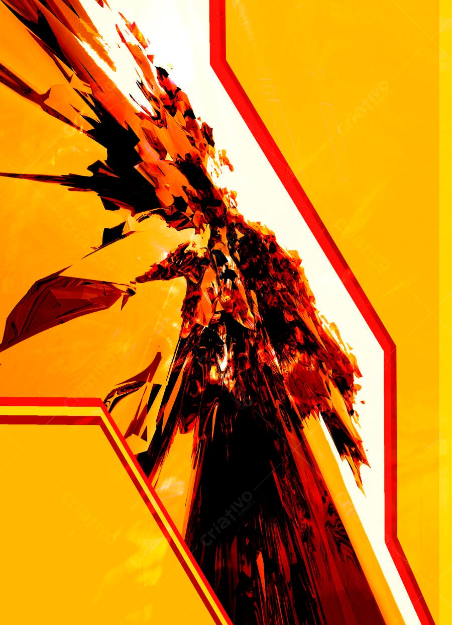 Arte Abstrata Laranja e Vermelho