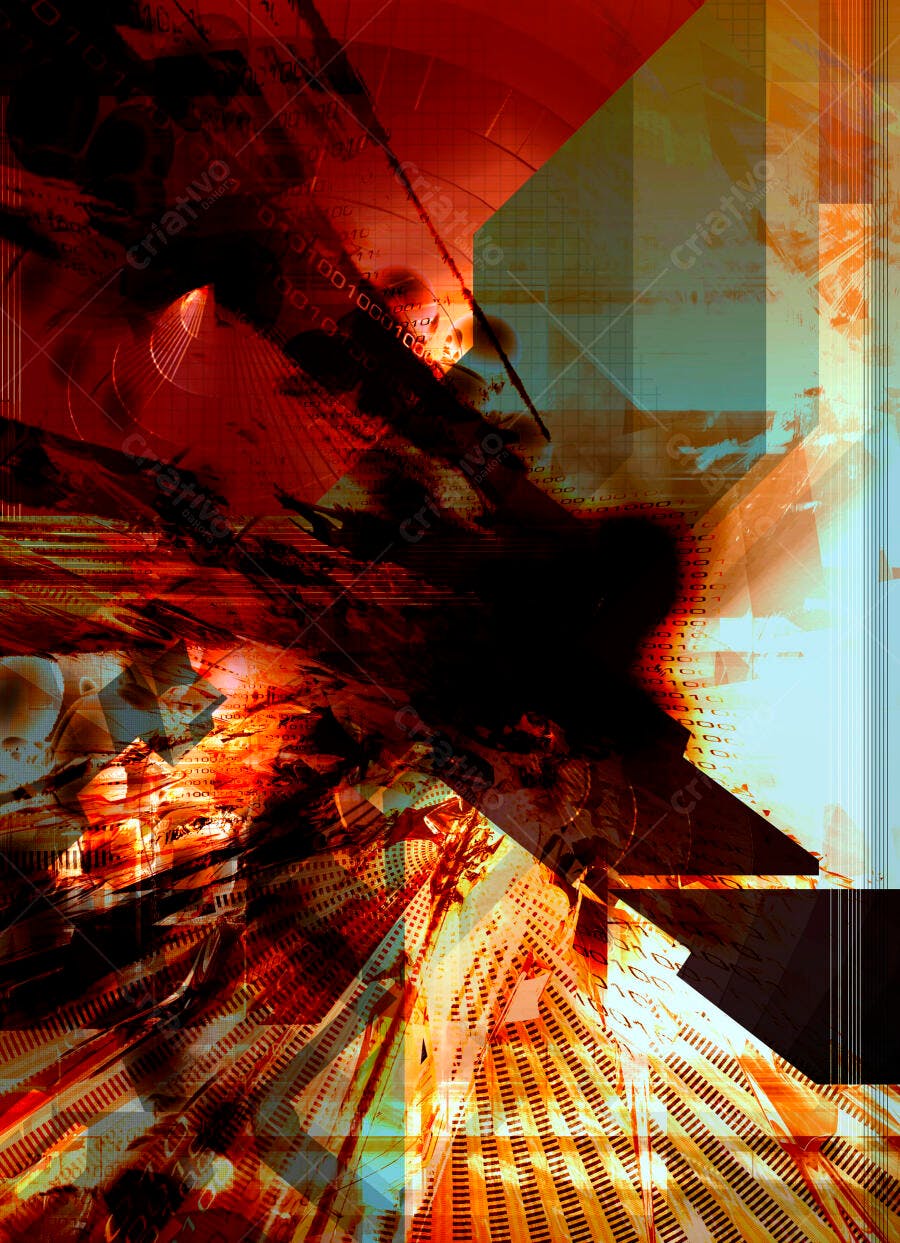 Arte Abstrata Vermelho e Laranja