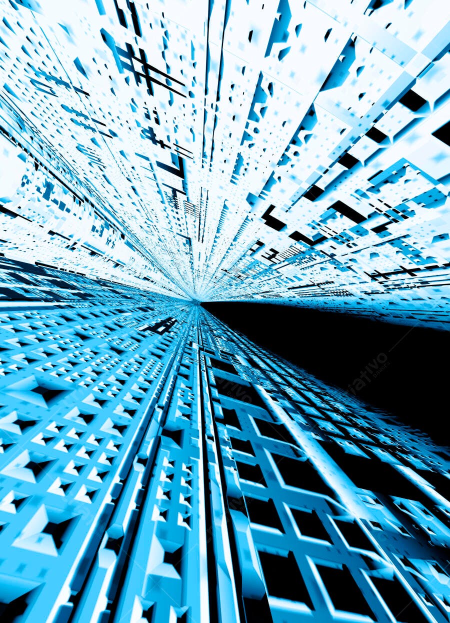 Arte Abstrata Azul Túnel 3D