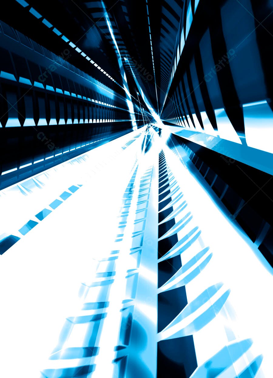 Túnel de Luz Azul Abstrato