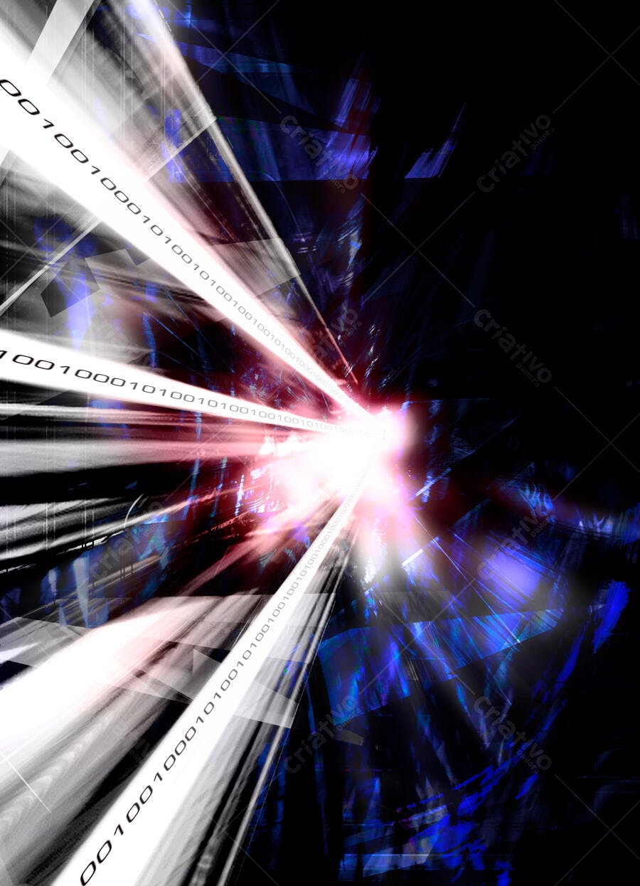 Explosão digital de luz branca e azul