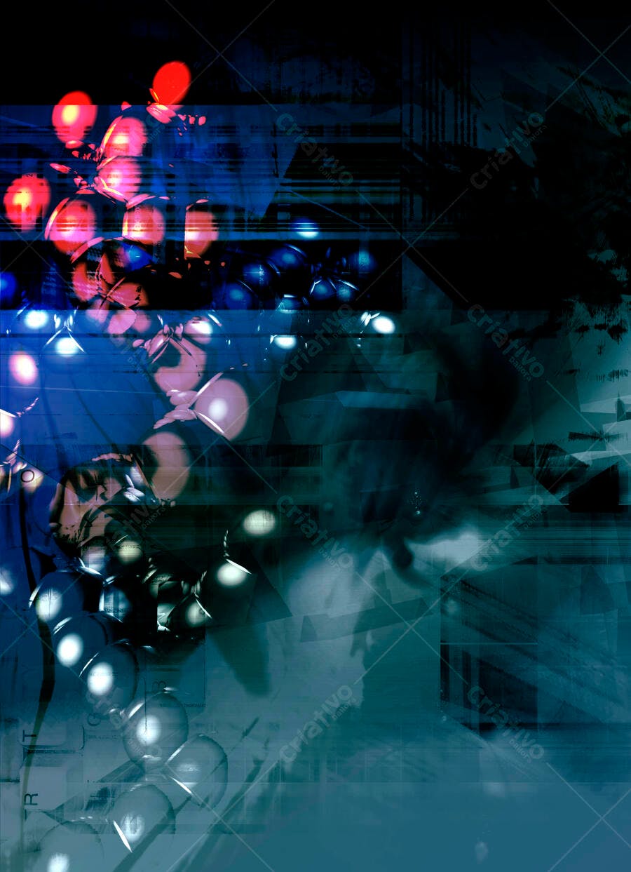 Arte Abstrata Azul e Vermelho com Luzes