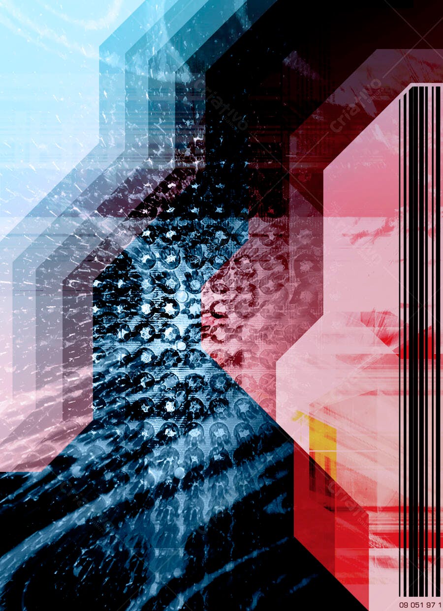 Arte Abstrata Azul Vermelho e Rosa