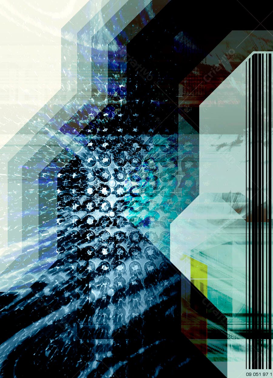 Arte Abstrata Azul e Cinza Geométrica